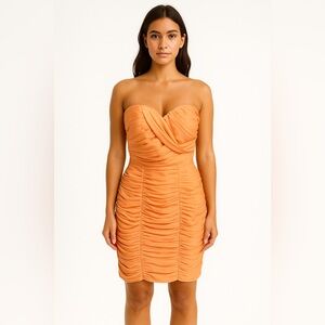 H&M Strapless Dress in Vibrant Orange